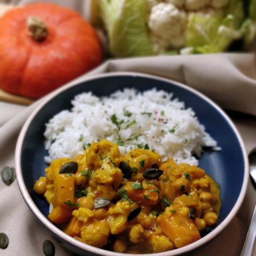 Curry chou fleur potiron pois chiche