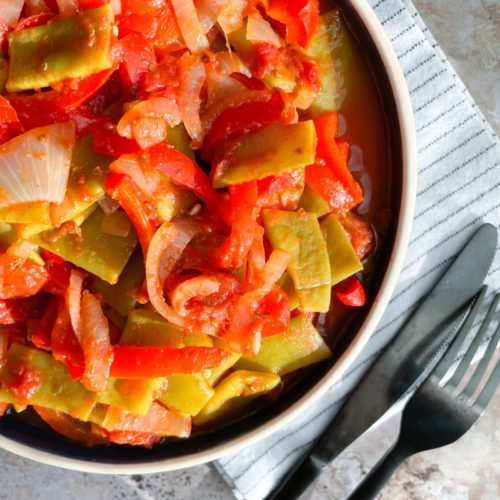 Des haricots plats et poivrons façon piperade