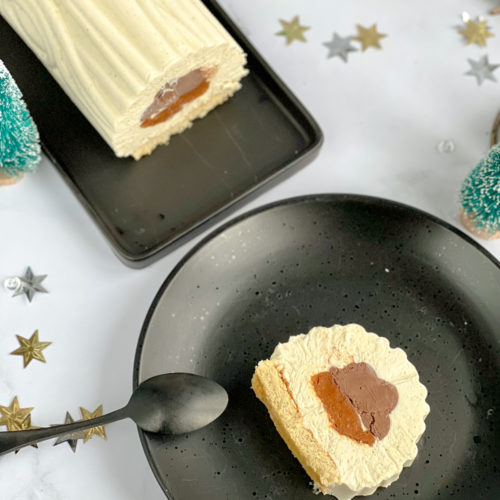 bûche vanille chocolat cacahuete
