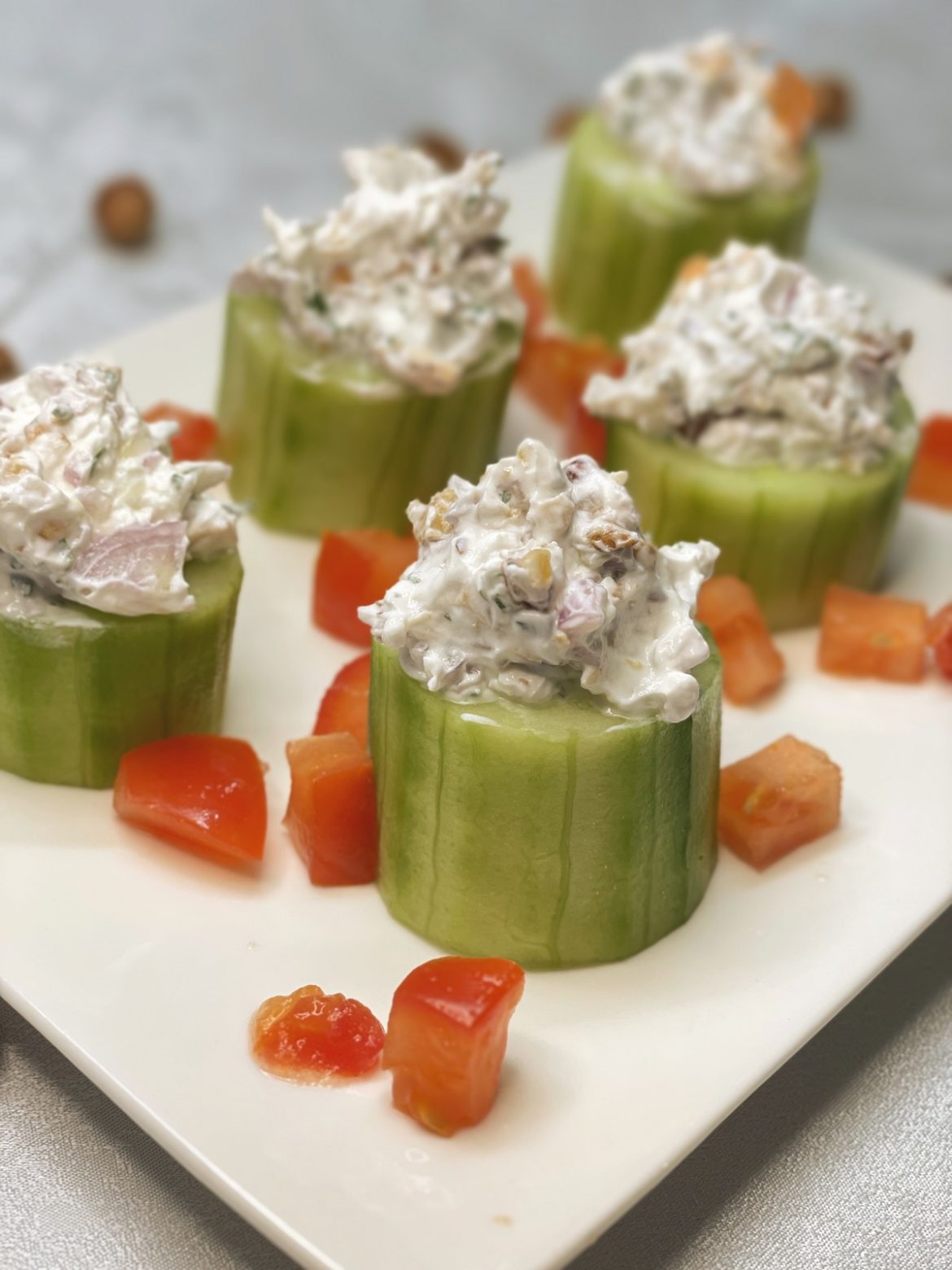 Concombre chèvre frais noisettes