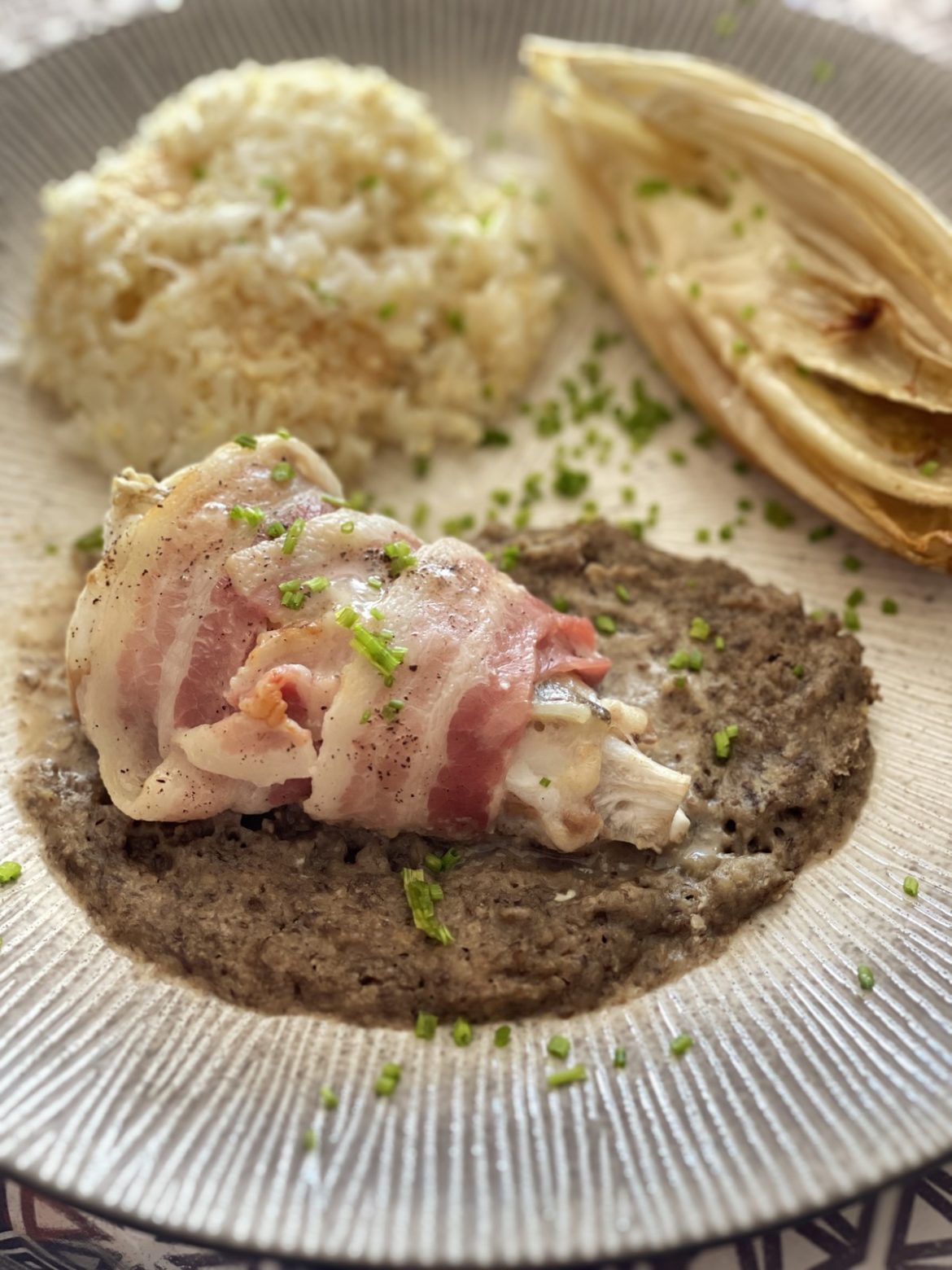 Lotte lentilles endive lard
