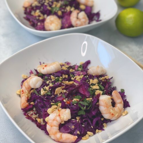 salade chou rouge crevette