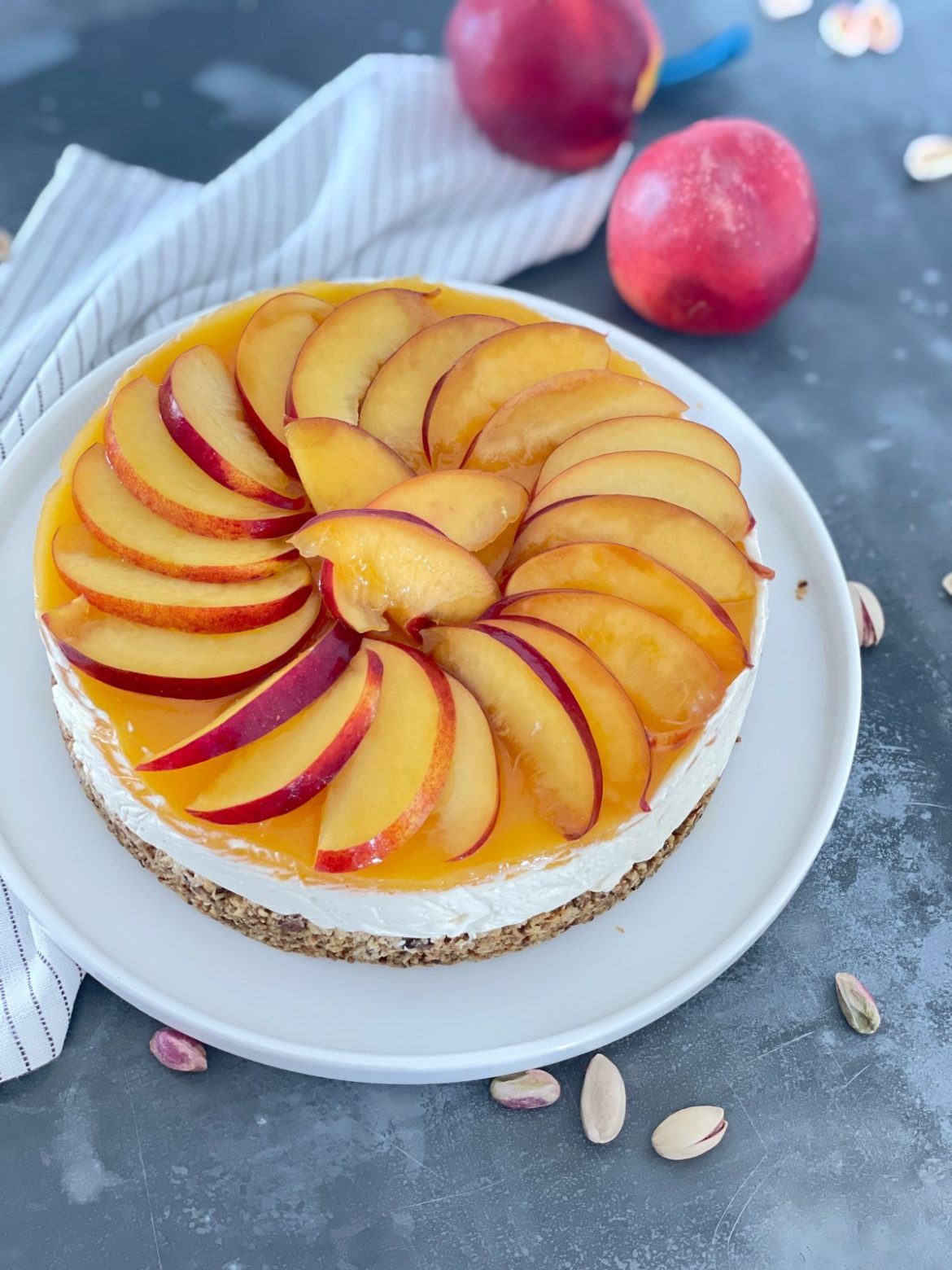 cheese cake nectarines pistache