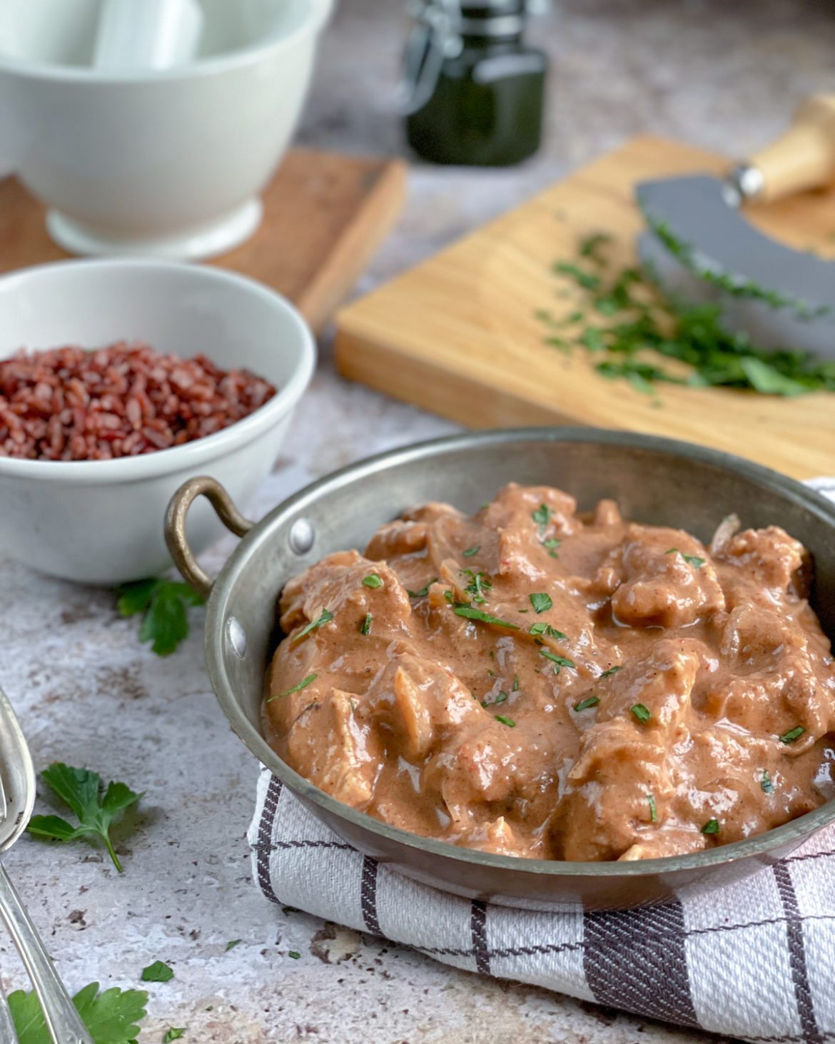 poulet 4 épices riz rouge