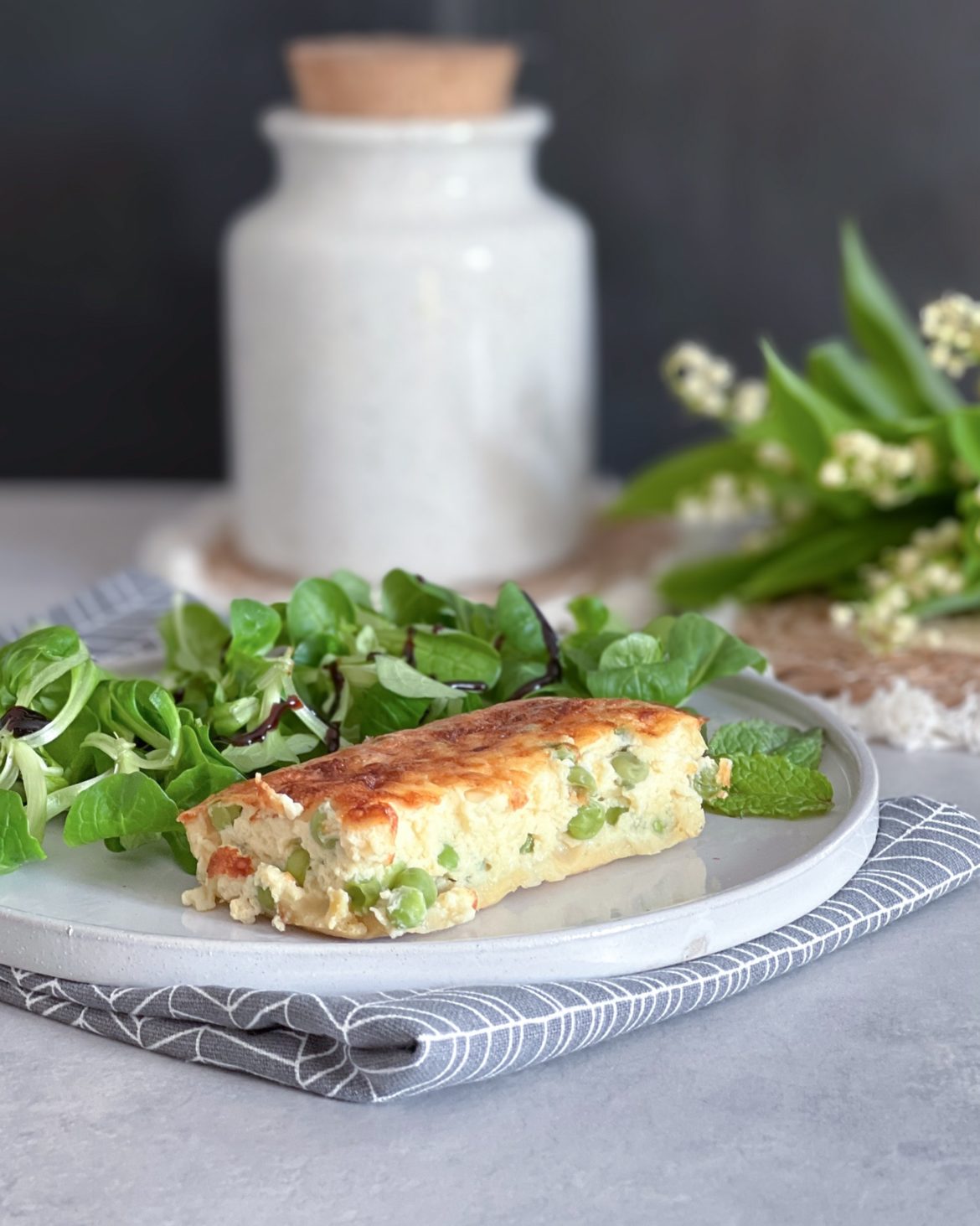 quiche sans pate petits pois feta recette facile